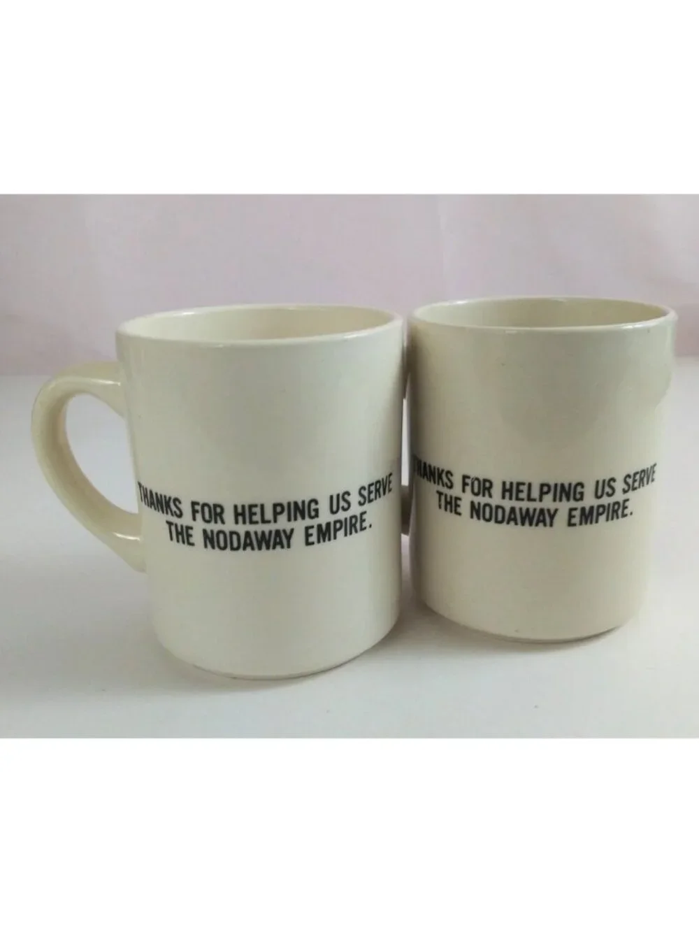 Vintage 1979 Set Of 2 The Daily Forum Maryville News Print Novelty Coffee Cups